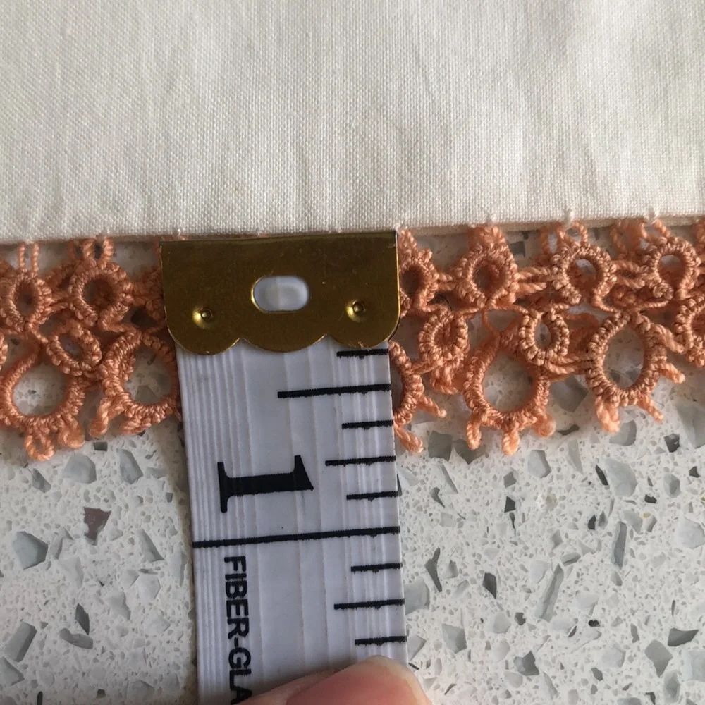 2 Vintage  white pillow cases with peach crochet trim